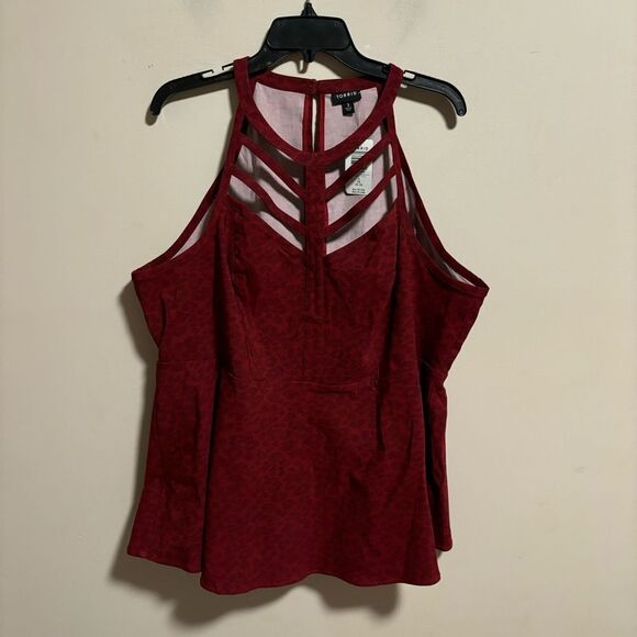 NWT Torrid Leopard Bengaline High Neck Cage Front Peplum Top-  Size 3X (22-24) - Picture 2 of 8